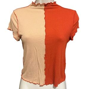 Almost Famous Ruffled Two Toned Top 
Size Medium